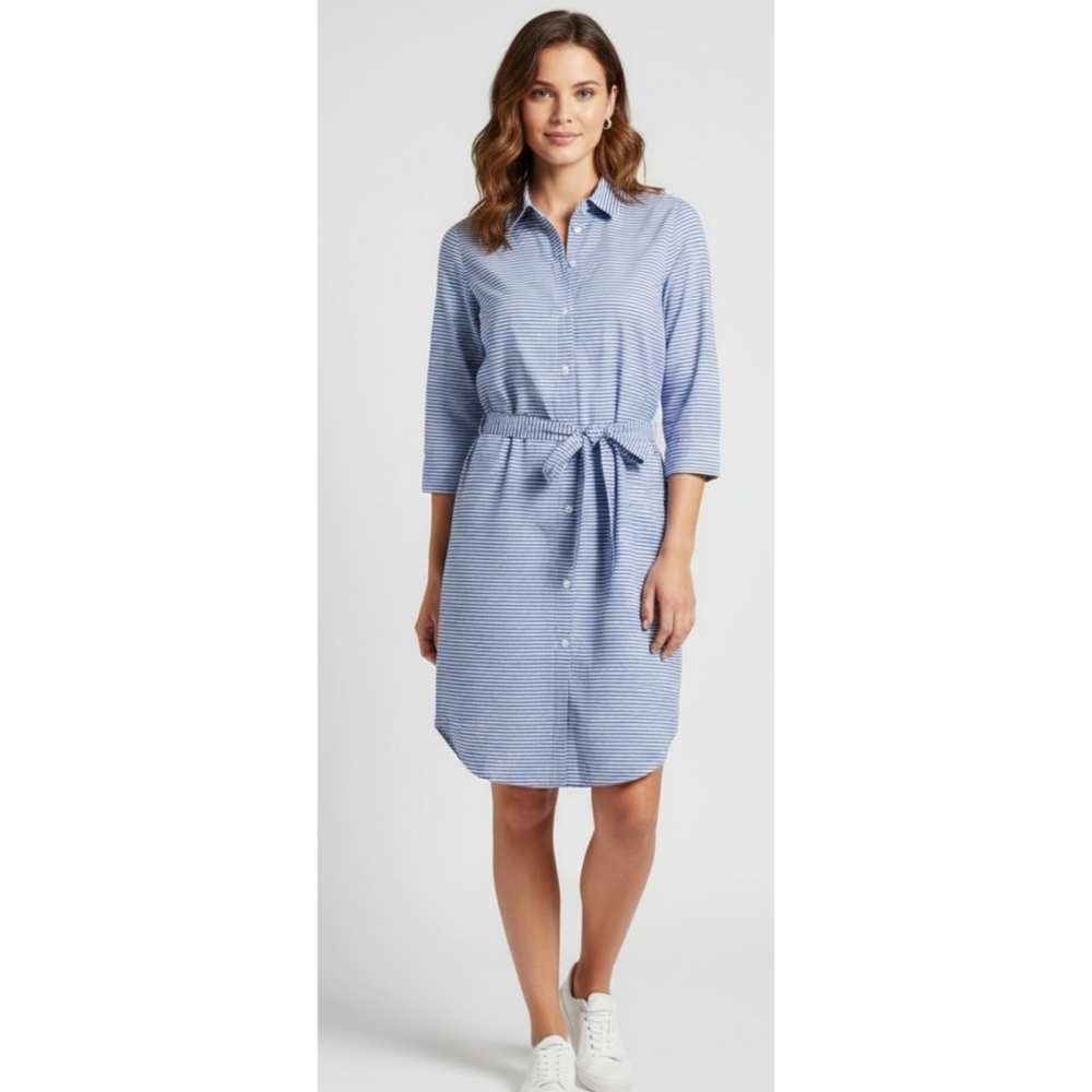 Tommy Hilfiger Striped Shirtdress Blue & White Size M